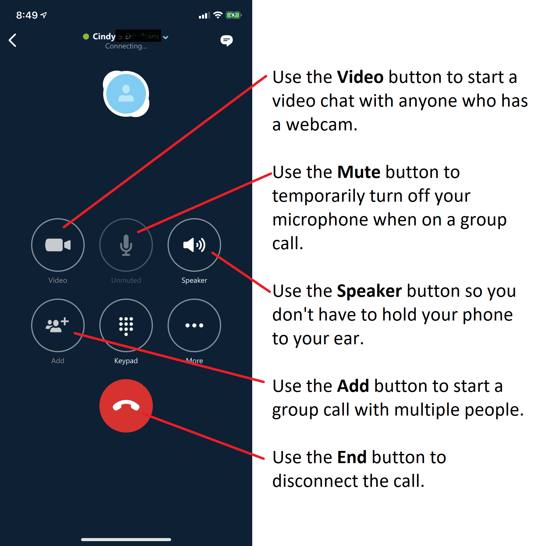 skype video call button